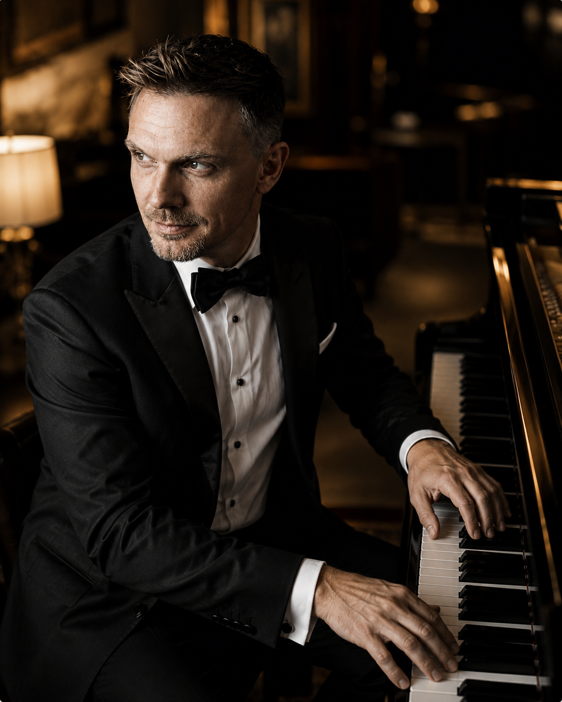 Benjamin Kuehn at the piano — live performance